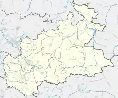 Mapa konturowa powiatu zawierciańskiego, u góry znajduje się punkt z opisem „Dwór w Wygiełzowie”