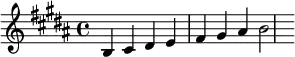 {\key b\major b cis'dis'e'fis'gis'ais'b'2}