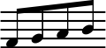 Four eighth notes beamed together on a staff, the series of horizontal lines in music.