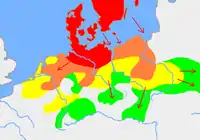 Expansion of early Germanic tribes into Central Europe (Roman "Germania"), 750–1 B.C.E.