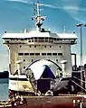 Open bow ramp of a RORO ship