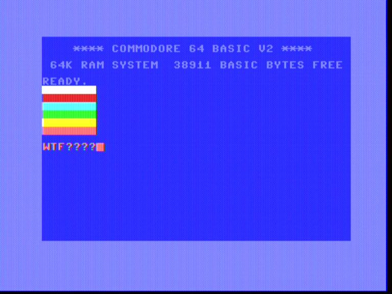 Obraz z C64 - screenshoot z Winfast PVR - sygnał s-video i dziwne prążki.